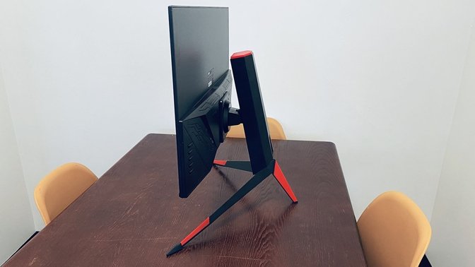 The stand, while not our favorite design, does feature a nice tilt and raise system