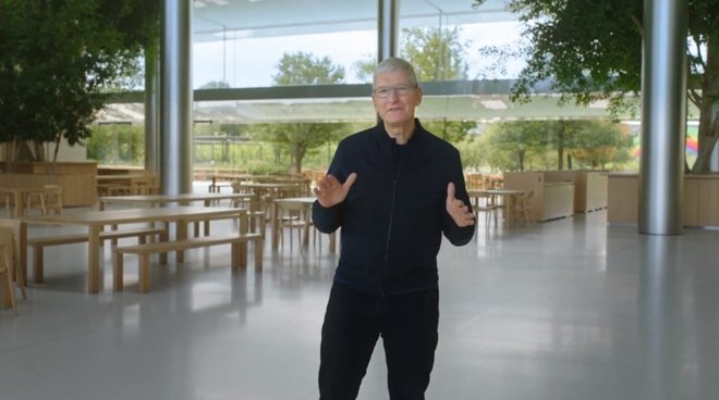 Apple CEO Tim Cook in a previous Apple event stream
