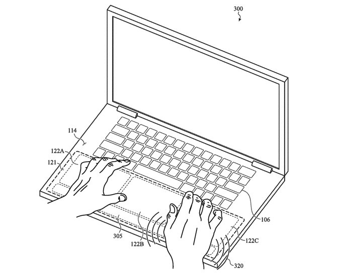 A MacBook's lower portion could keep haptic vibrations to specific areas.