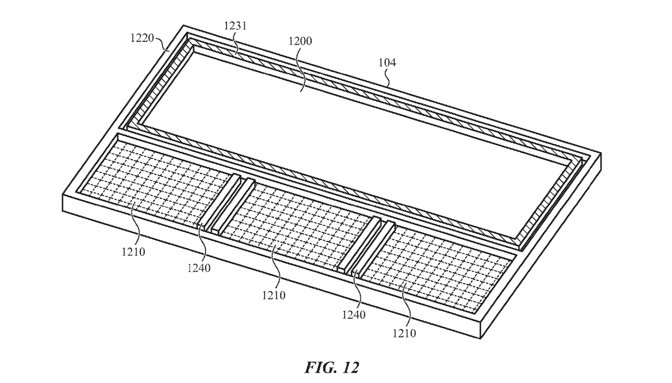 An example of how Apple could restrict haptics to regions with strengthened dividing walls.