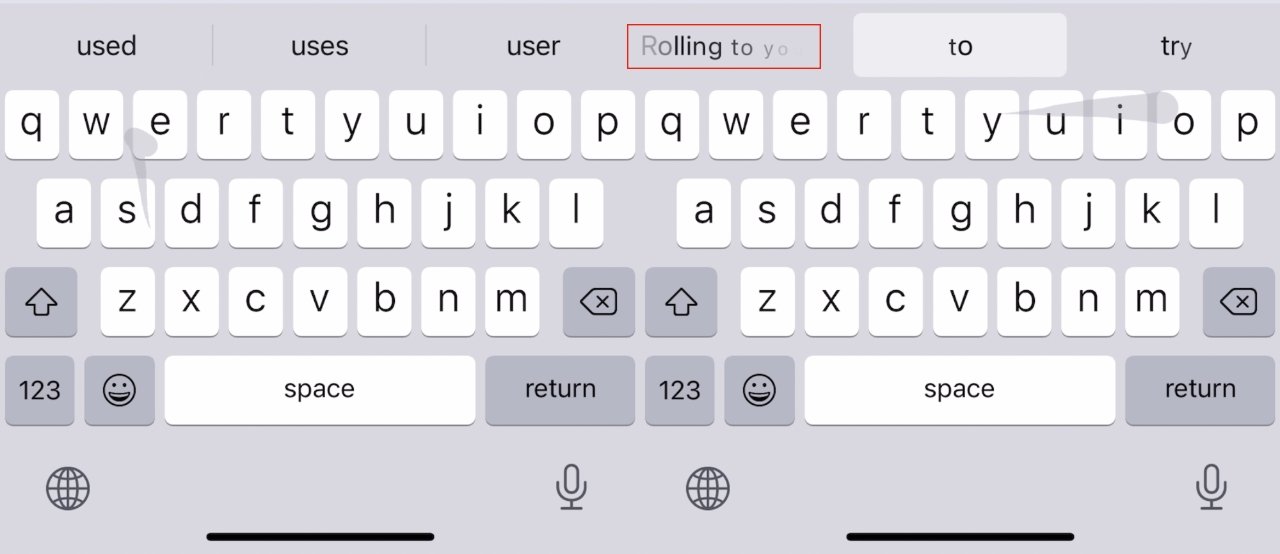 En el camino, Slide to Type sugerirá cuál debería ser la palabra actual —  y eso puede incluir sus propias frases de reemplazo de texto