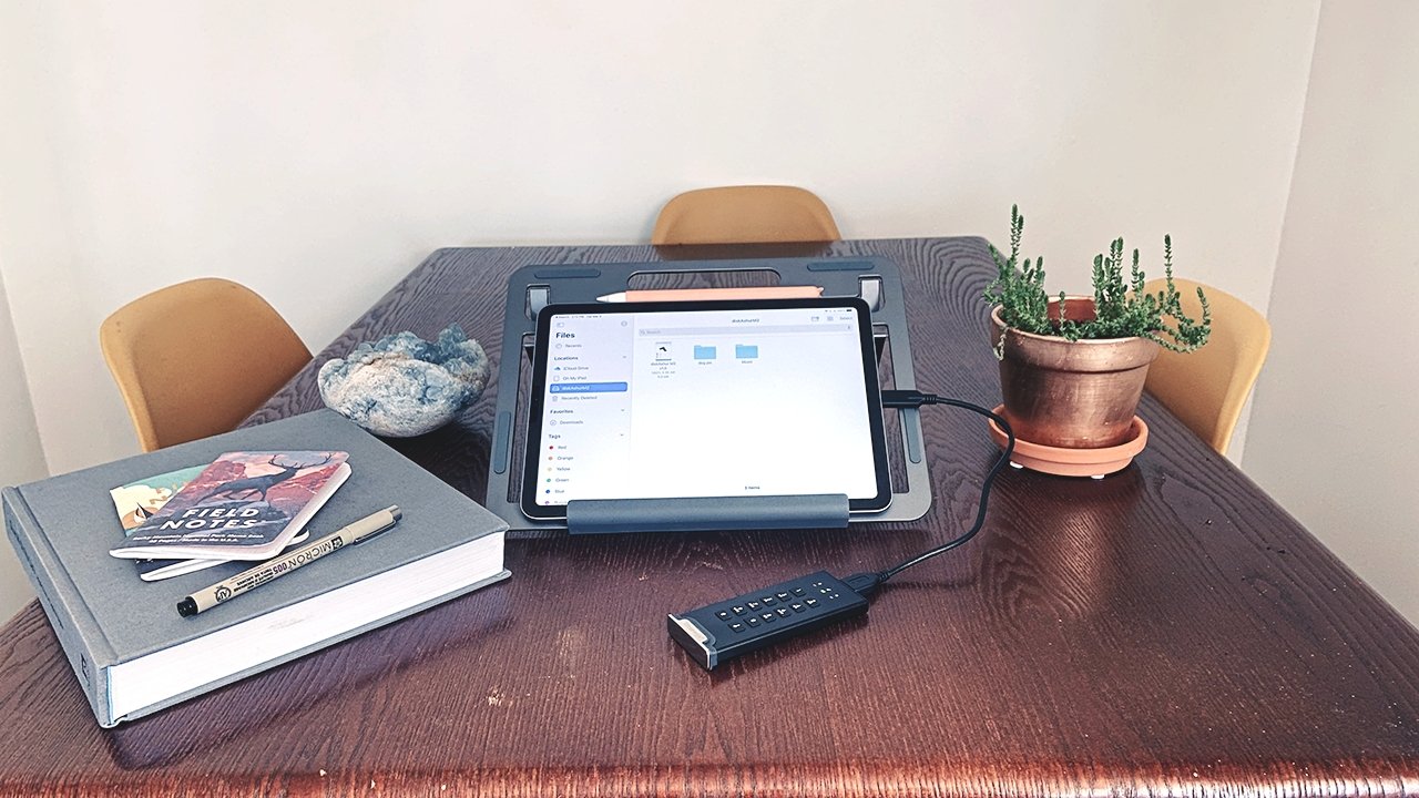 The DiskAsure M2 is compatible with USB-C iPads, like the iPad Air 4 and the iPad Pro