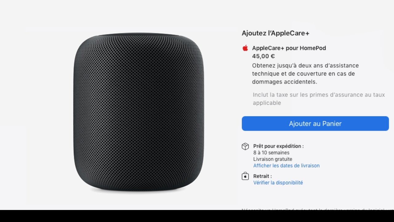 The current listing in France for the black HomePod