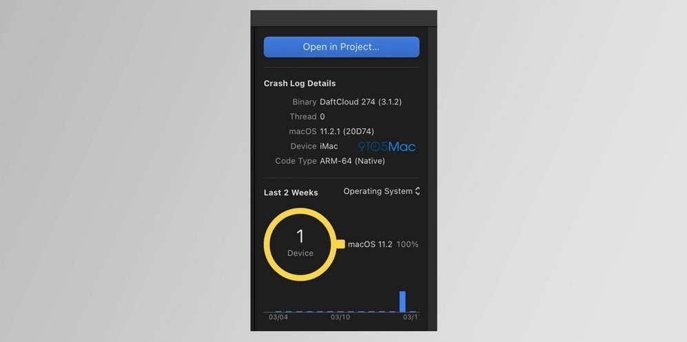 A screenshot of the crash report file showing an ARM64 iMac. Credit: 9to5Mac | Apple