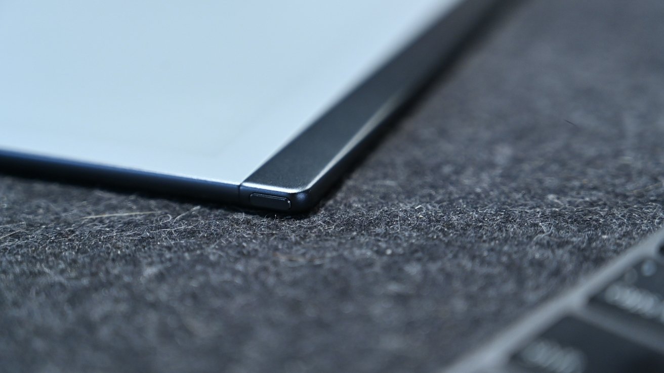 The tablet is very thin with nice details, such as the chamfered edge on the sleep/wake button