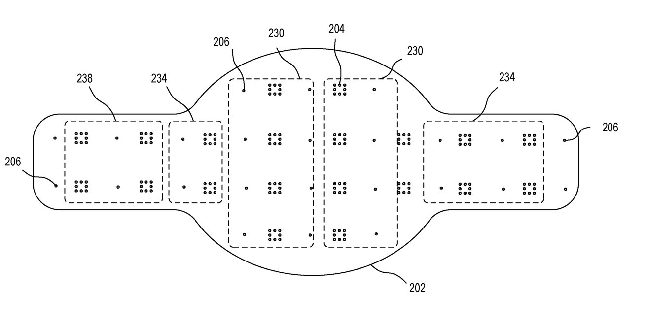 Detail of the patent showing how the elements of the flexible display could be arranged.  Notice that they are not round.