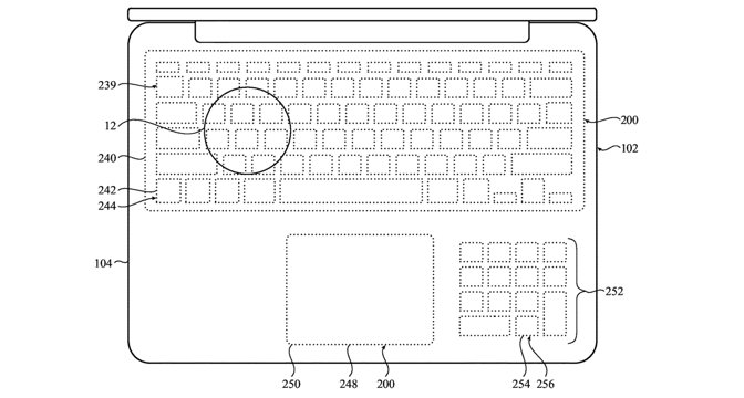 Light holes could be used to show different keyboard configurations on the surface.