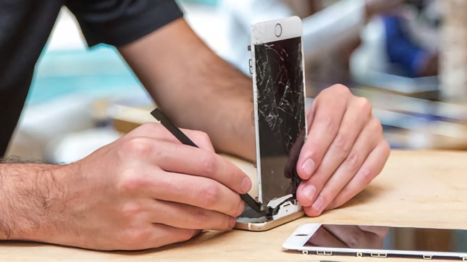 An iPhone being repaired