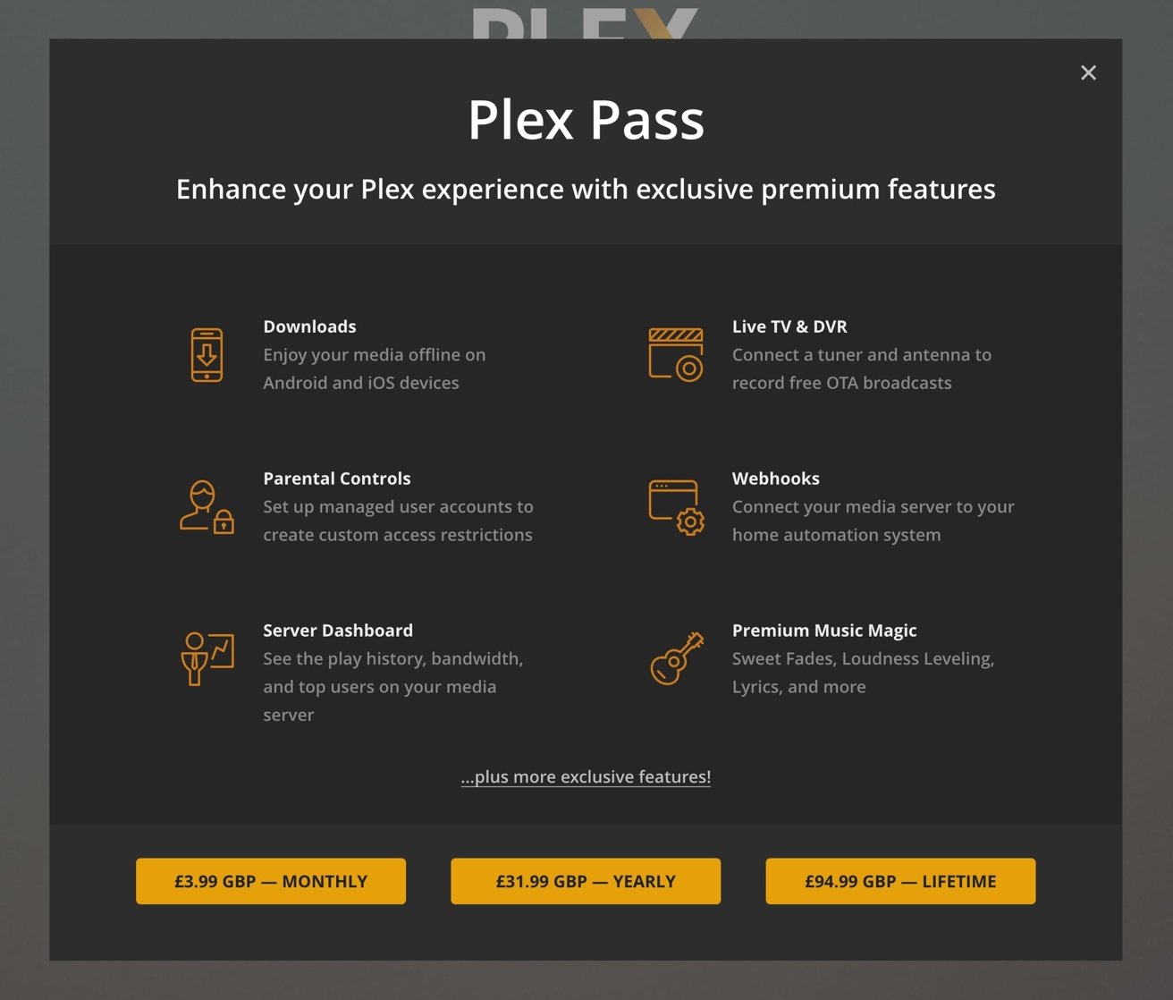 The Plex Pass ad within the Plex Media Server installation process. 