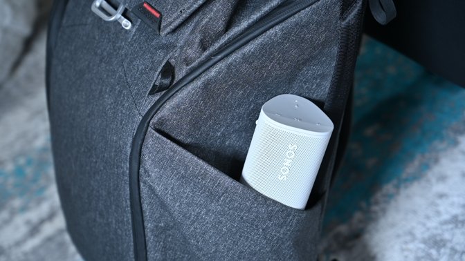 Sonos Roam fitting in our Peak Design Everyday Backpack