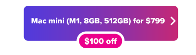 Apple M1 Mac mini sale button in purple gradient