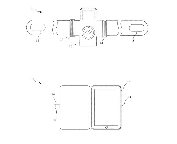Detail from the patent application showing two possible uses of magnets in devices