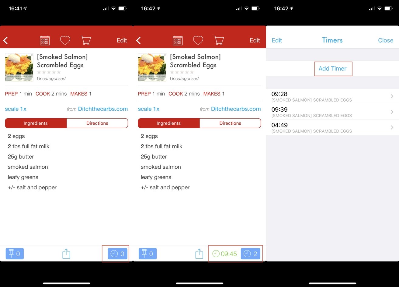 Third-party apps like recipe manager Paprika can have multiple concurrent timers running