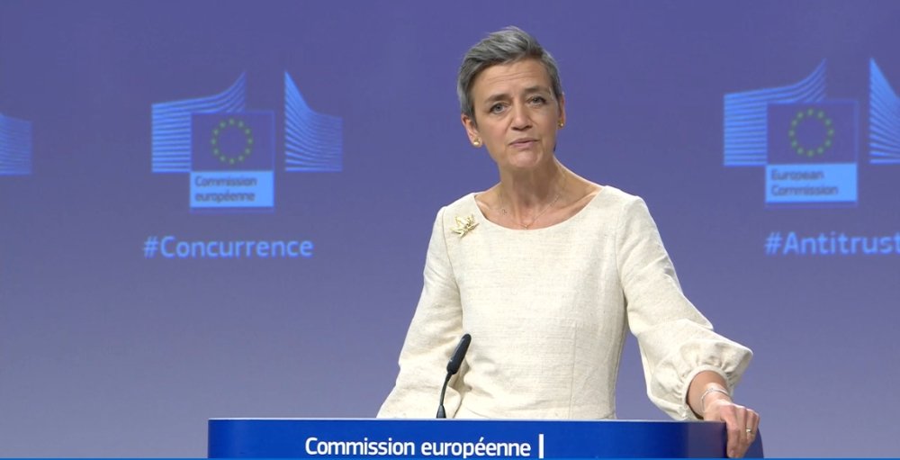 Executive Vice-President Margrethe Vestager, in charge of competition policy, announcing the EU's conclusion