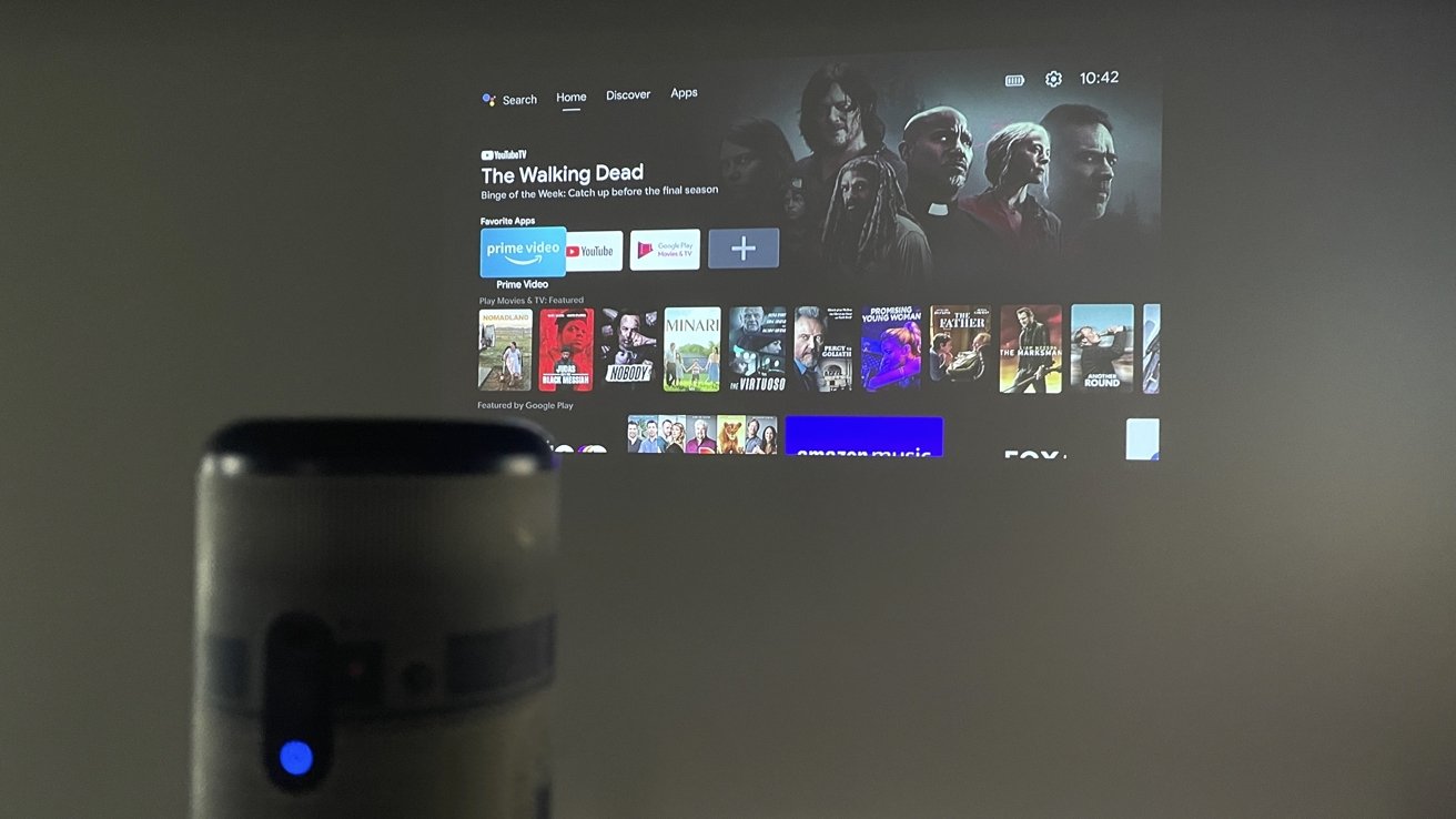 R2-D2 Nebula Capsule II projecting AndroidTV UI