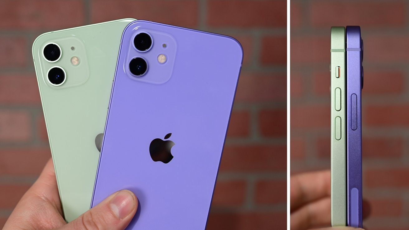 The greeb iPhone 12 compared to the purple iPhone 12
