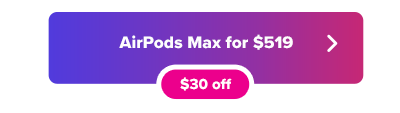 Apple AirPods Max sale button in purple and pink
