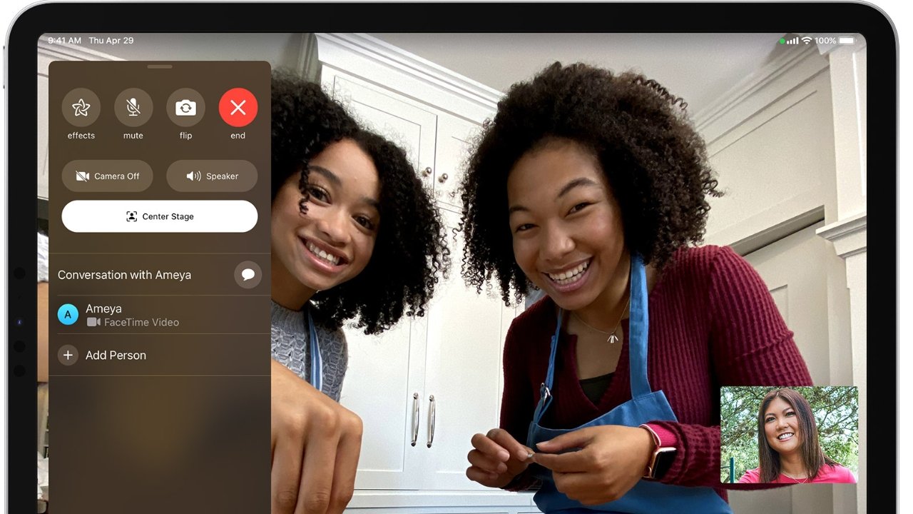 FaceTime's new Center Stage (pictured) will be supported in Zoom 5.6.6 for the 12.9-inch iPad Pro