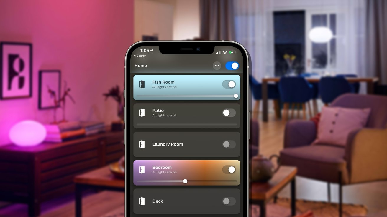 The home tab of the revamped Philips Hue app