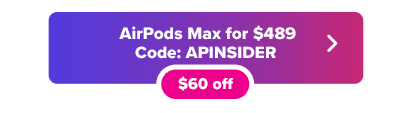 AirPods Max $60 off button in purple