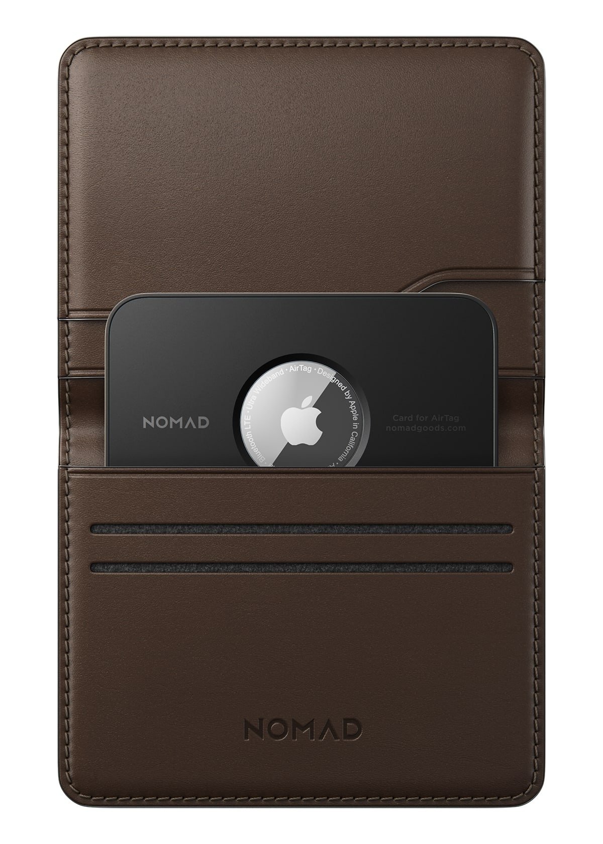 Card for AirTag inserted into Nomad's wallet