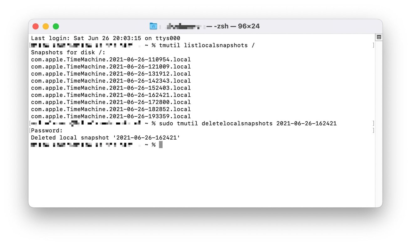 deleting time machine snapshots in onyx for mac