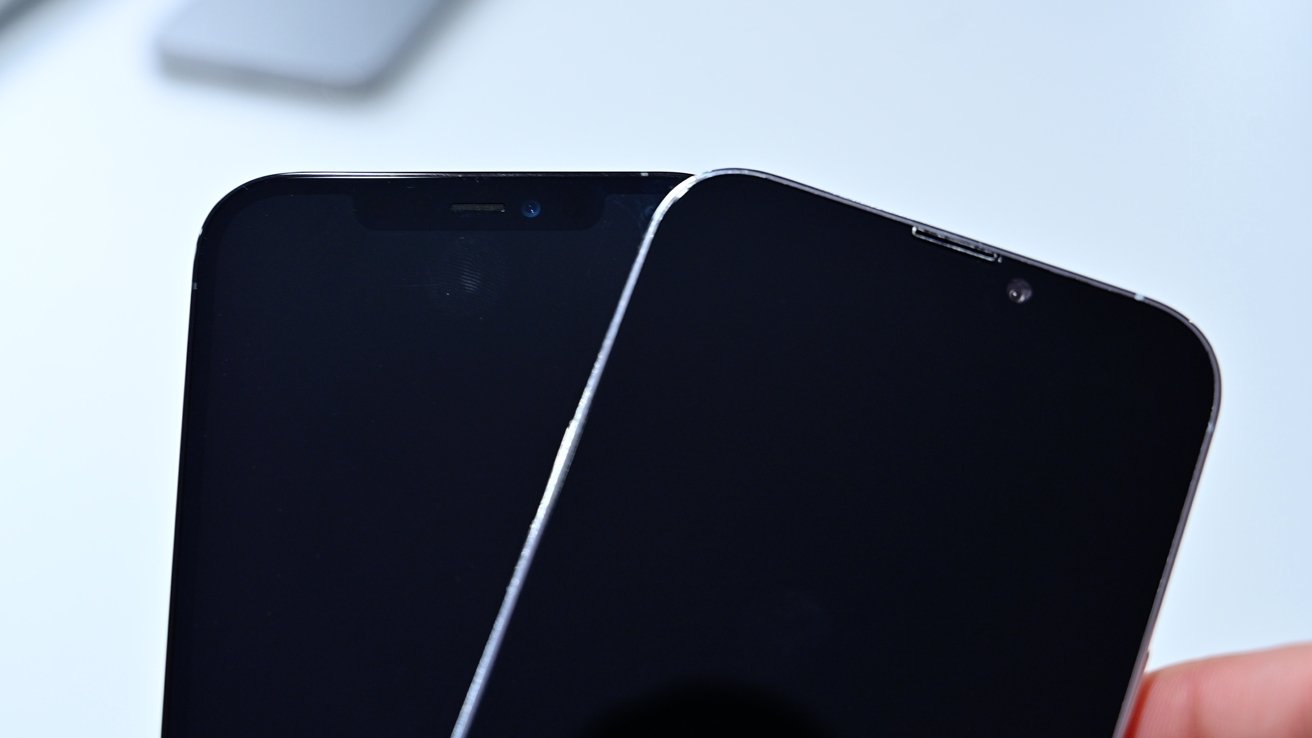 iPhone 12 Pro Max notch (left) and new iPhone 13 Pro Max notch (right)