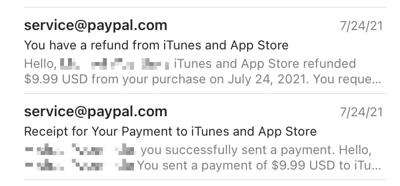 Paypal emails received by AppleInsider over a failed payment for the Paramount+/Showtime Apple TV bundle.