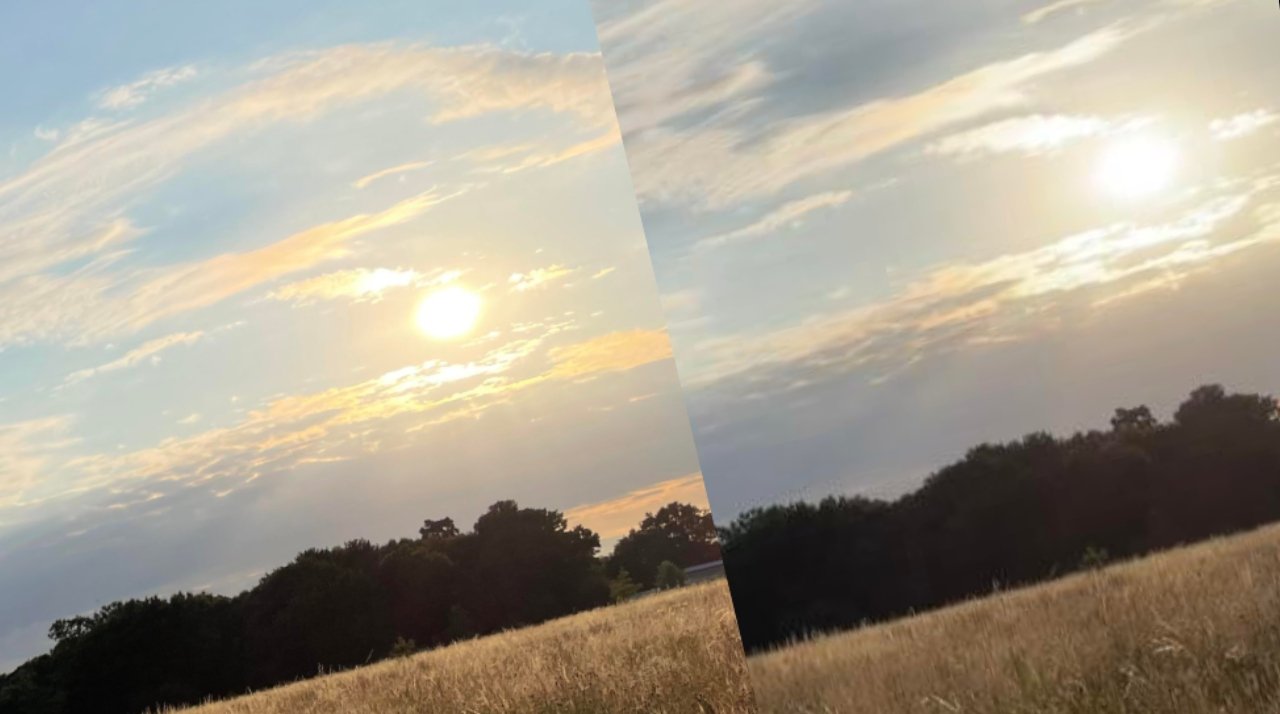 Apple's iOS 15 beta 4 removes the lens flare around the sun in this image