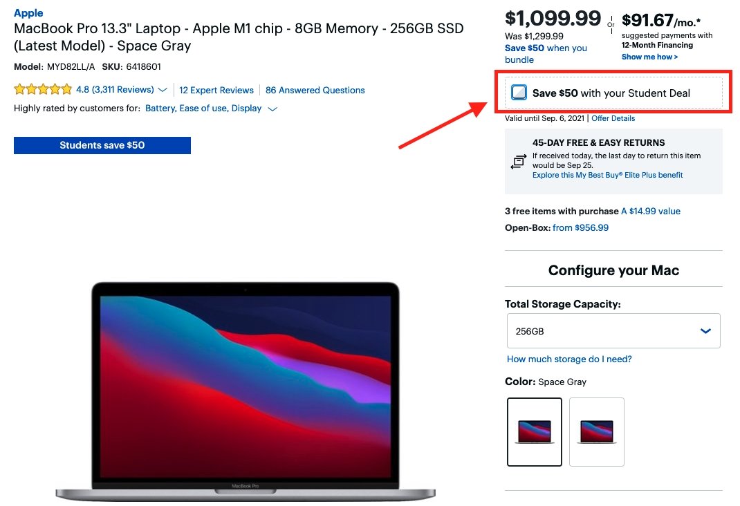 Where to activate student discount on 13-inch MacBook Pro at Best Buy
