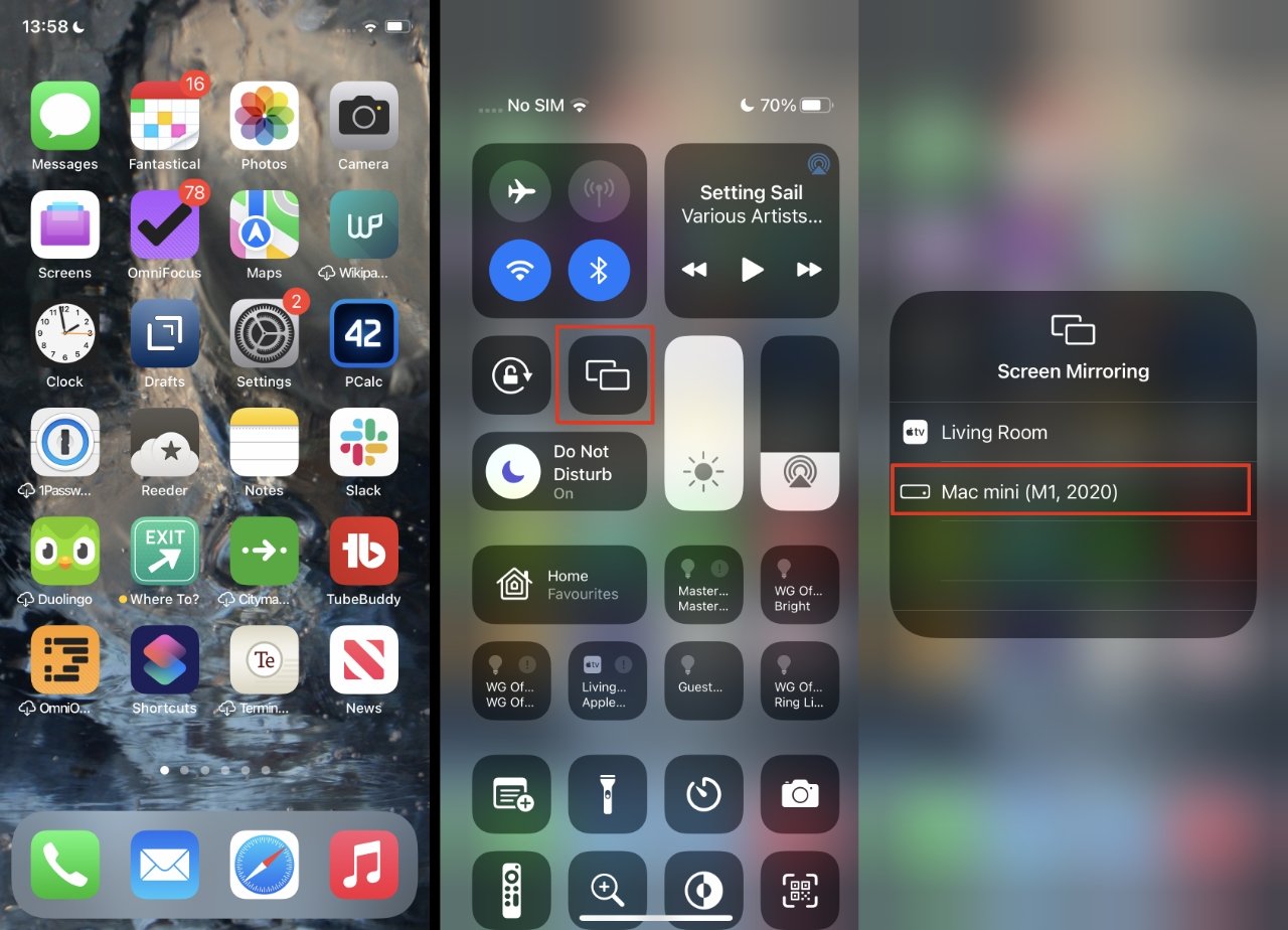 Swipe down for Control Center and you can quickly use AirPlay to mirror your iPhone screen