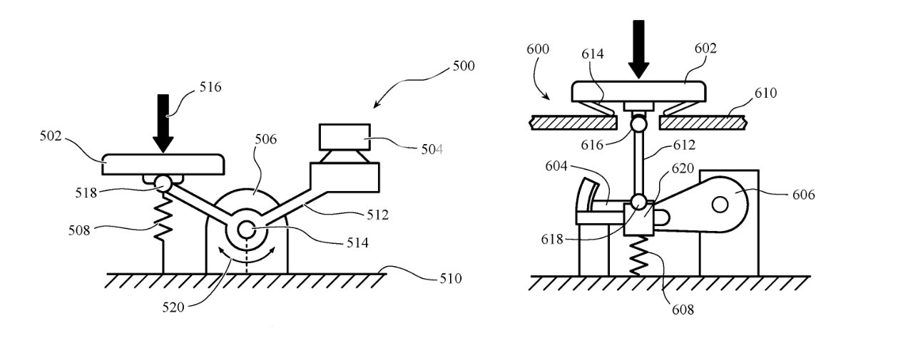 Detail from the patent showing mechanisms for detecting key presses and returning different feedback