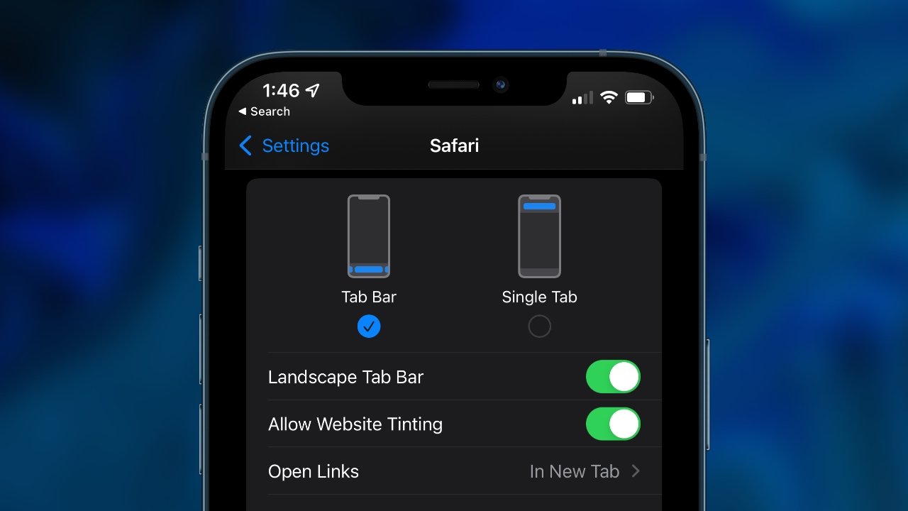 Choose between the new and old Safari design in iOS 15