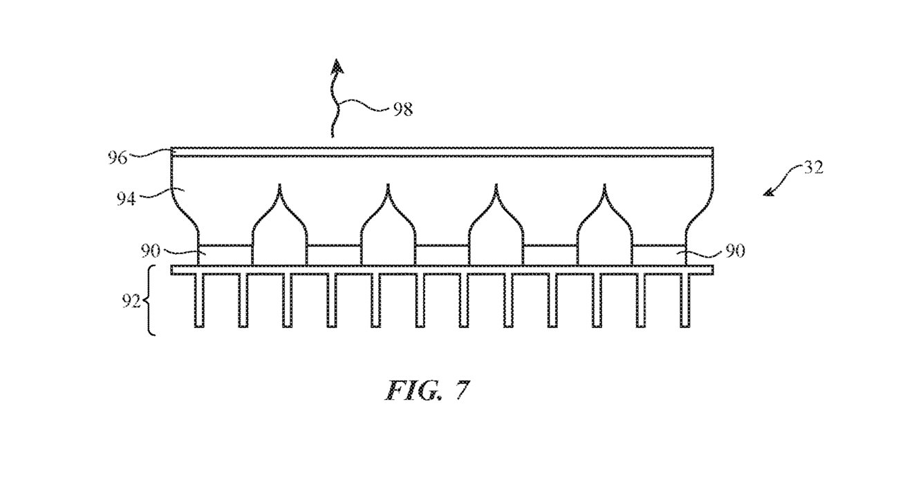 LEDs on a transparent substrate could be visible when illuminated, transparent when off.