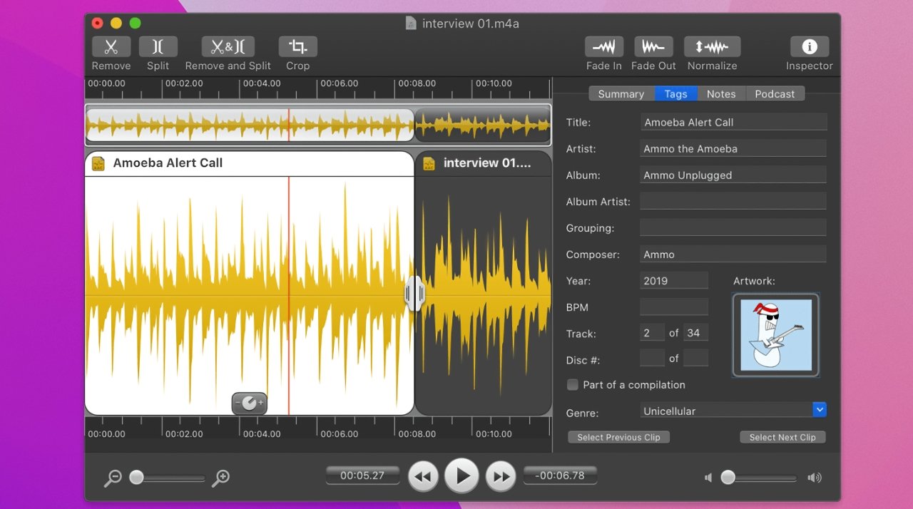 Rogue Amoeba's Fission audio editor for Mac