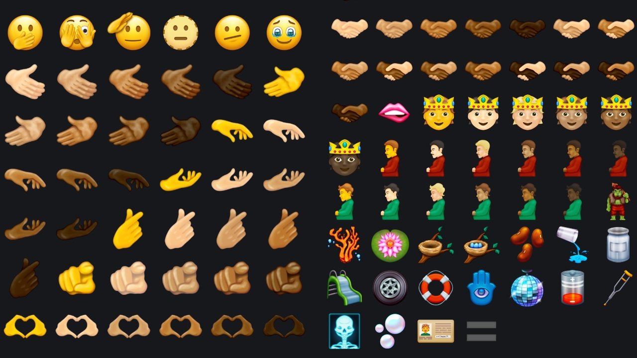 There are several new combinations of emoji and skin tone