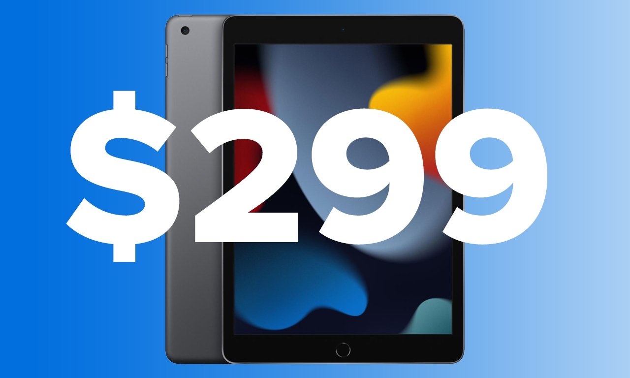 Apple iPad 9th Generation in Gray with $299 text