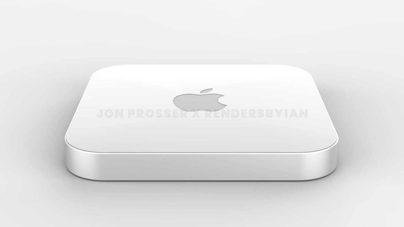 A render of what the new Mac mini could look like, complete with a perspex-like top.