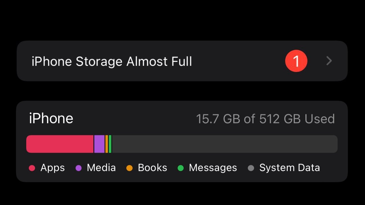 The error message appears no matter how much storage you have available