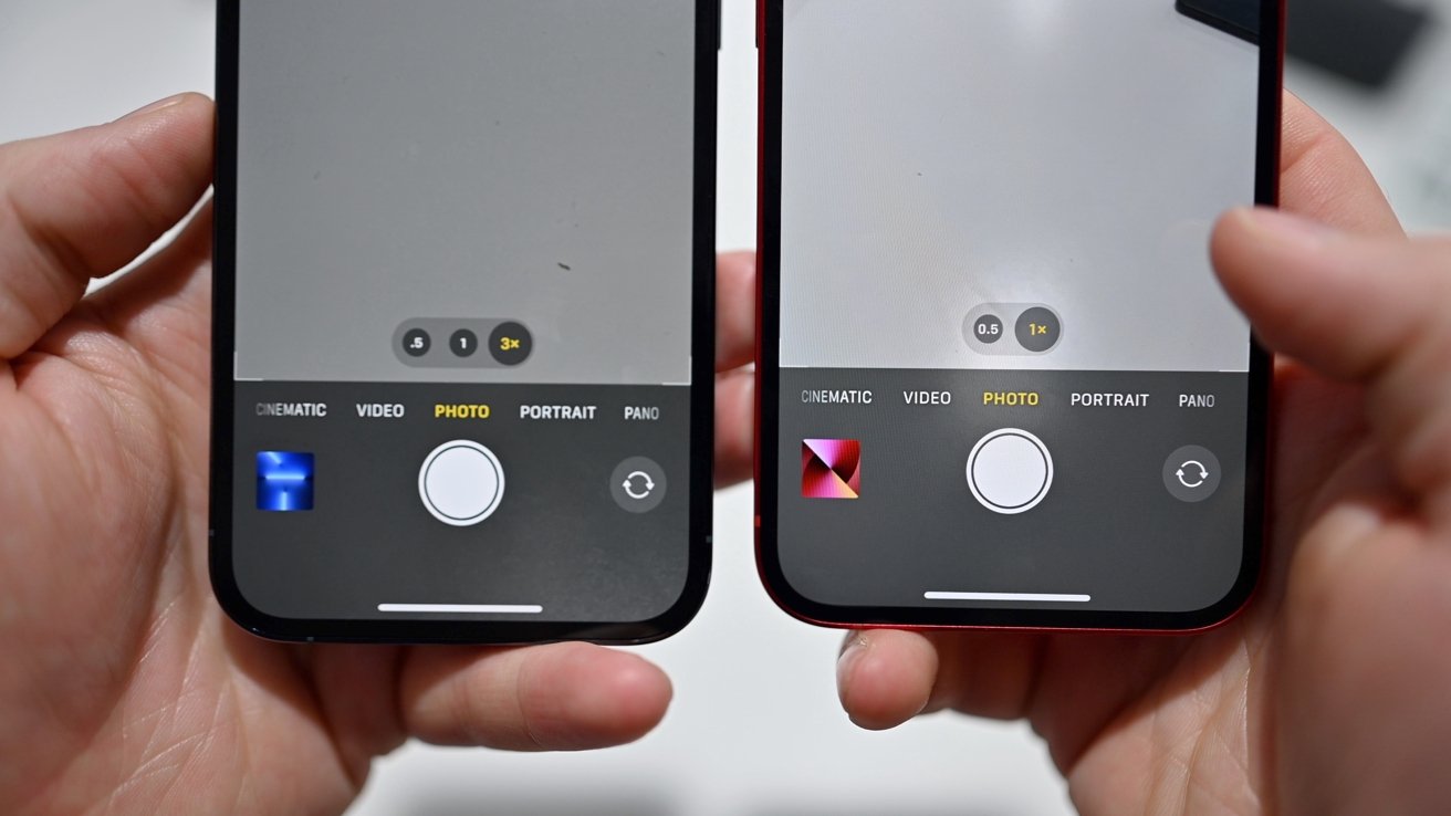 Tele lens on iPhone 13 Pro versus iPhone 13