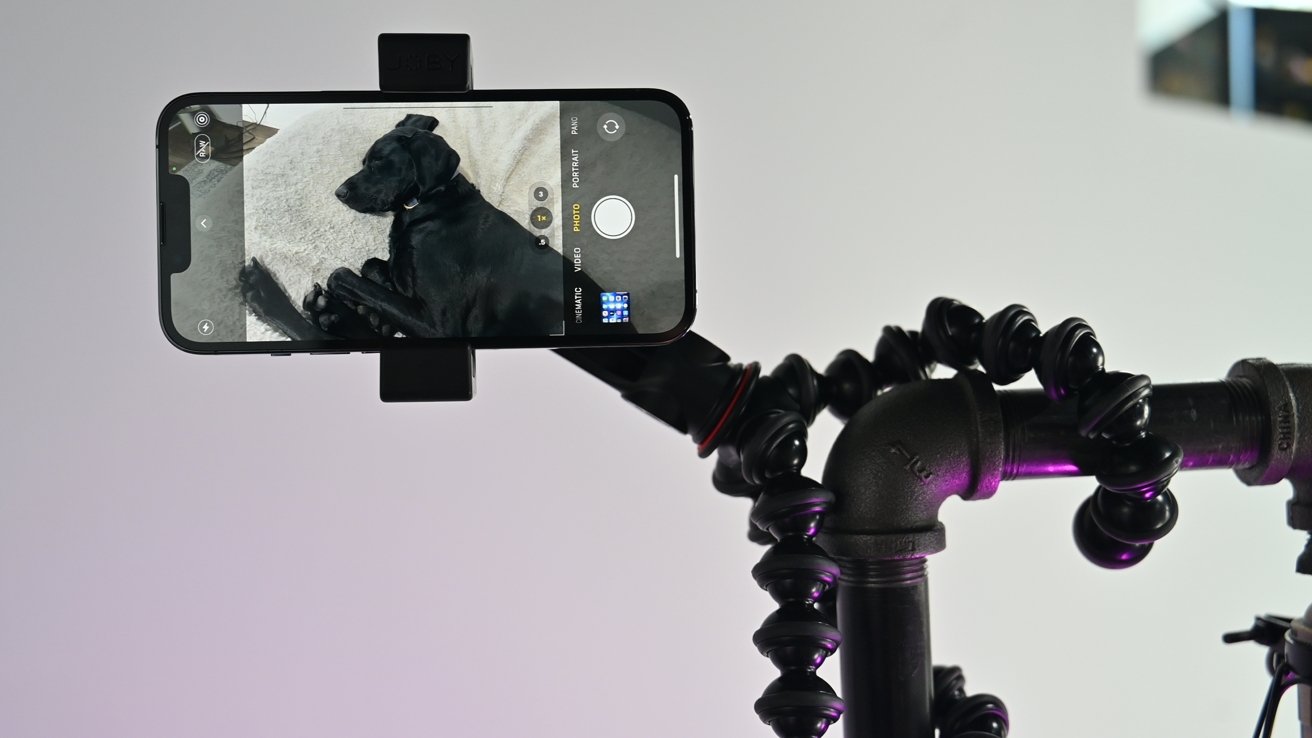 Taking photos with our iPhone hanging from GorillaPod