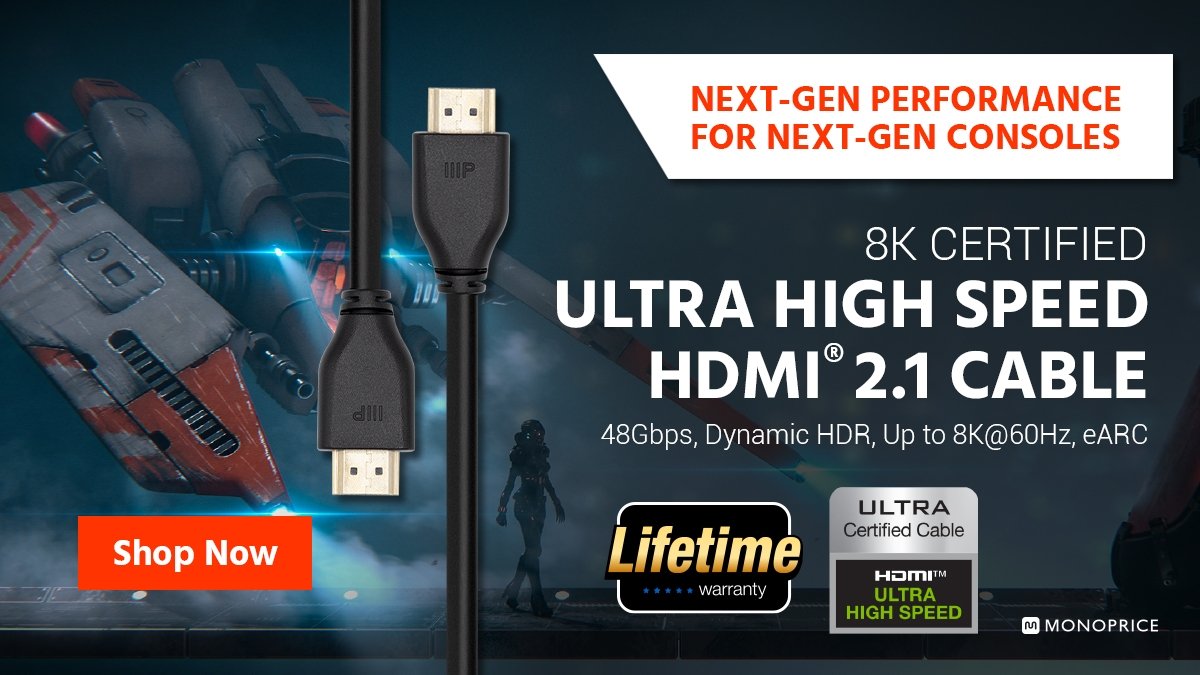 Two Monoprice 8K Certified Ultra High Speed HDMI Cables for only $14