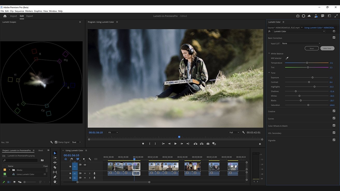 Adobe premiere цветокоррекция. Базовая цветокоррекция премьер. Панель люметри колор в премьер про на русском фото.