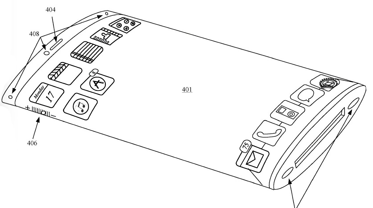 Detail from the patent showing one form of wraparound iPhone display