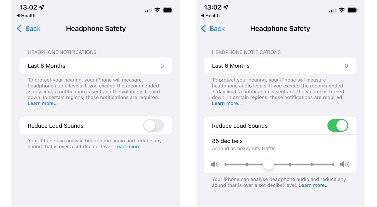 Reduce Loud Sounds in iOS 15 lets you set a maximum volume for headphones. 