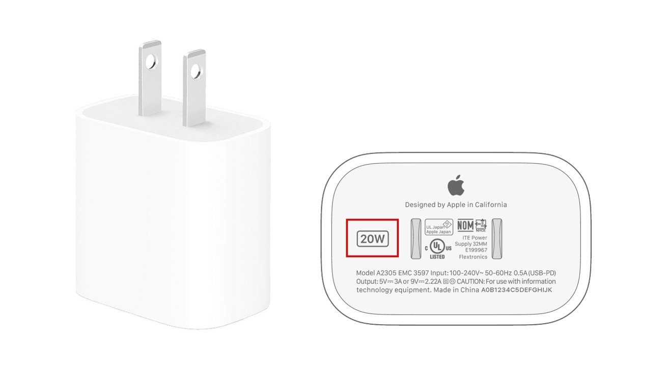 Wattage label outlined in red | Image Credit: Apple