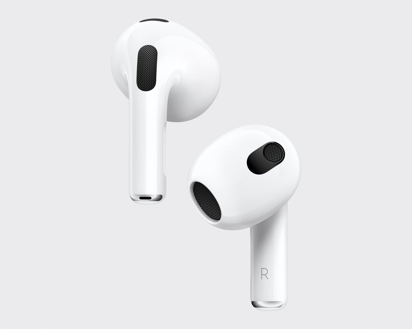 The heads of the third-gen AirPods are slightly angled for a better fit. 