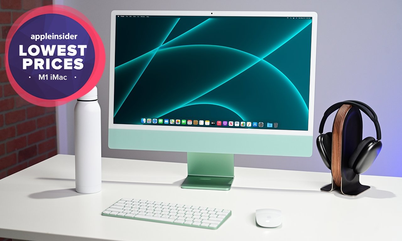 iMac 24 inch in green with purple lowest prices badge