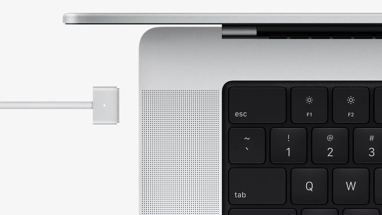 MagSafe returns to MacBook Pro, enabling fast charging for the first time.