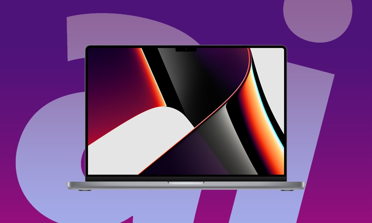 2021 MacBook Pro in gray with purple AI logo